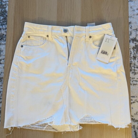 White Denim High Waisted Skirt - Picture 2 of 4